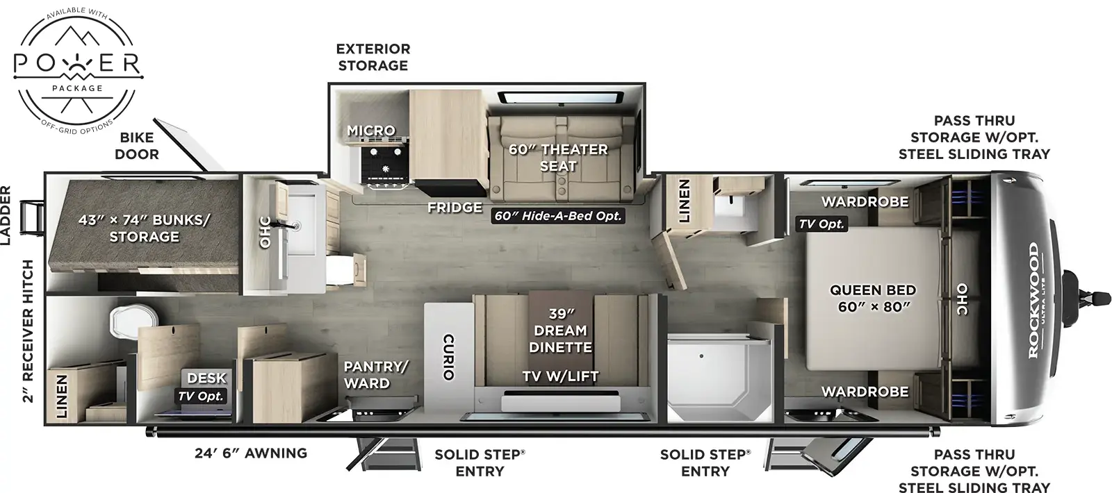 Rockwood Ultra Lite Travel Trailers 2918BH Floorplan